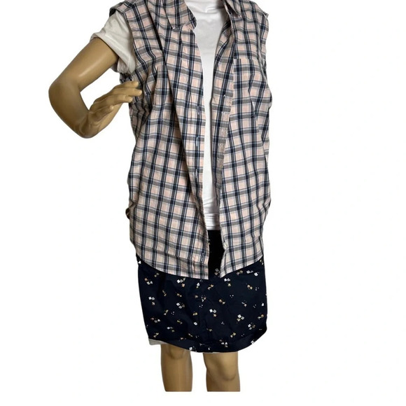 Vintage NWT sleeveless country pink plaid shirt L & XL Yellowstone,western vibe - Picture 5 of 15